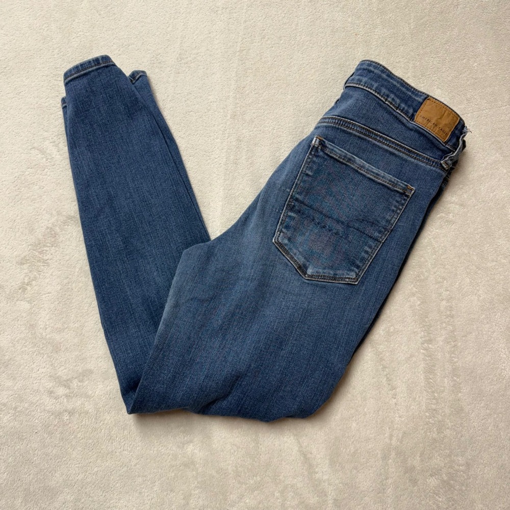 American Eagle Ne(x)t Level Stretch Distressed Skinny Jeans Blue Size 12 Regular